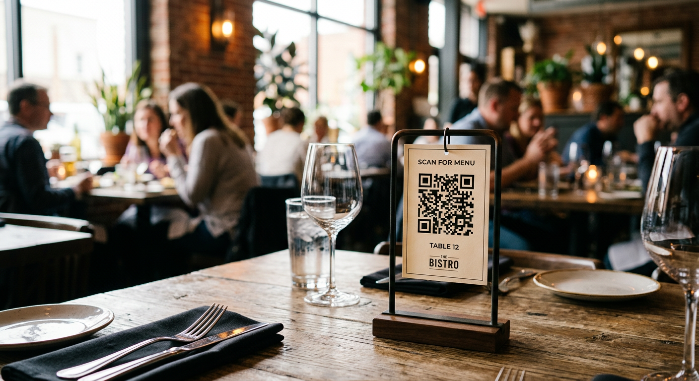 QR code menu on table